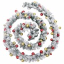  Julekrans med kuler og LED lys grønn 5 m PVC