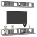 vidaXL TV-benker 4 stk betonggrå 100x30x30 cm sponplate