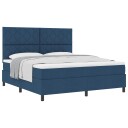  Box Spring Seng med Madrass Blå Super King Stoff