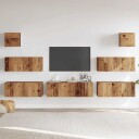  TV-skapsett 7 deler veggmontert gammelt tre konstruert tre 8721158760333