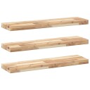 Flytende hyller 3 stk 100x20x4 cm ubehandlet heltre akasie