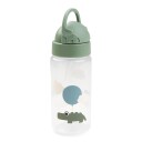Done By Deer Happy Clouds Drikkeflaske med Sugerør - Grønn 350 ml