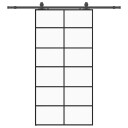 vidaXL Skyvedør med monteringssett svart 102x205 cm ESG-glass