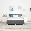  Box Spring Seng med Madrass & LED Mørkegrå 140x200 cm Stoff