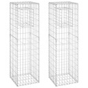 Gabionstolper 2 stk 40x40x140 cm jern Silver