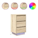  Nattbord med LED lys sonoma eik 38x34x65 cm