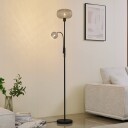 Lindby gulvlampe Aliette svart/grå glass leselampe