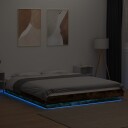  Sengeramme med LED-lys røkt eik 150x200 cm konstruert tre 8721102617331