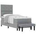  Box Spring Seng med Madrass & Benk Lys Grå 80x200 cm Stoff