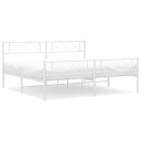 vidaXL Sengeramme i metall med hode- og fotgavl hvit 200x200 cm 8721012191303