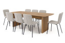 Bark Richeto Spisebord 240 cm med 8 Katy Spisestoler   Naturlig finish / Greige Bouclé / Metallben Svart