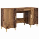 vidaXL Skrivebord med hylle Gamle tre 140 x 50 x 75 cm Konstruert tre