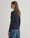 Kabelstrikket bomullsgenser med stretch EVENING BLUE M