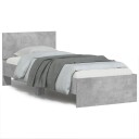  Sengeramme med hodegavl og LED-lys betonggrå 75x190 cm 8721012241947