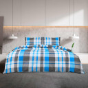 vidaXL Sengesett blå og grå 260x220 cm bomull