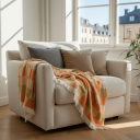 Tepper   Ullmixpledd   Audrey Check beige/gul/oransje Størrelse: 130 x 170 cm