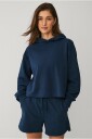 Ellos STUDIO Treningshettegenser Oversized Cropped Sweat Hoodie Blå