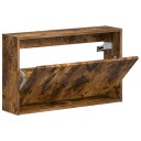 vidaXL Vegghengt skoskap DELFT 71 x 17 x 43 cm Konstruert tre Røkt Eik