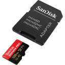 SanDisk Extreme Pro - Flashminnekort (microSDXC til SD-adapter inkludert) - 128 GB - A2 / Video Class V30 / UHS-I U3 / Class10 - microSDXC UHS-I