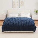  Faux kaninullteppe 4 pcs Marineblå 150 x 220 cm Polyester