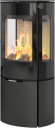 Rais Caro 110 svart vedovn med sideglass og glassdør