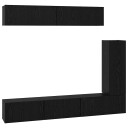  TV benksett 6 pcs Svart eik 30.5 x 30 x 90 cm Konstruert tre