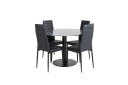 Estelle Spisegruppe 106 cm Rund med 4 Slim Stoler   Sort