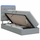 vidaXL LED lagringseng med madrass Lysegrå 90 x 200 cm Stoff