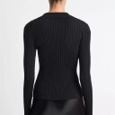 Vince Italian Wool-Blend Snap Polo Sweater Black