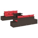 vidaXL Sofa sett 7 stk. 6-Antall seter Brun og rød polyrotting