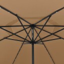 vidaXL Parasoll med LED-lys og metallstang 400 cm gråbrun
