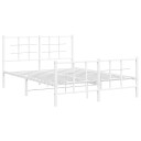 vidaXL Sengeramme i metall med hode- og fotgavl hvit 135x190 cm 8721012304260