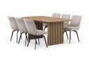 Bark Richeto Spisegruppe 180 cm med 6 Mora Snurrestoler   Naturlig finish/Mørk beige