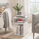S formet sidebord med 2 åpne rom moderne nattbord 33 x 33 x 50 cm hvit