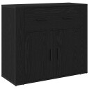  Sideboard med skuff Svart Eik 80 x 33 x 70 cm Konstruert tre