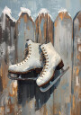 Schlittschuhe am Zaun Plakat Plakat / 40x50cm
