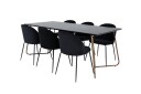 Venture Home Petra Spisegruppe 190 cm Rektangulær med 6 Wrinkles Stoler Sort