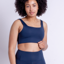 Girlfriend Collective Tommy Bra, Square-Neck - Navy - XXL