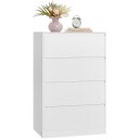 Kommode 40×60×97 cm / høy soveromskommode med fire skuffer – Hvit