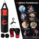 Bokseposesett med 8oz boksehansker Håndstropper Bag Boksepose for barn og voksne Svart + Rød