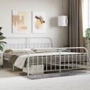 vidaXL Sengeramme i metall med hode- og fotgavl hvit 200x200 cm 8720845884895