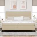  Boxspring Seng med Madrass og LED Lys Grønn Grå 200x200 cm Cord Fløyel