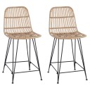 vidaXL Barstol 2 pcs Naturlig 44 x 54 x 96 cm Rattan og Stål