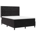  Box Spring Seng med Madrass og LED Svart 140x200 cm Fløyel