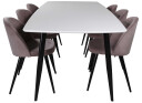 Venture Design Polar & Velvet spisegruppe Hvit/svart 6 st stoler & bord 240 x 100 cm