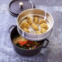 Staub La Cocotte støpejernsgryte 26 cm med dampinnsats, svart