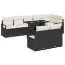 vidaXL Hagesofa Set 9 stk. 8-Antall seter Svart og krem polyrotting