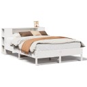  Seng med bokhylle uten madrass hvit 140x200 cm heltre furu 3322832