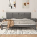 vidaXL Veggmontert sengegavl grå 206x3x63 cm heltre furu
