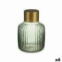 Gift Decor Vase Striper Grønn Gyllen Glass 14,5 X 22 X 14,5 Cm (6 Enheter)